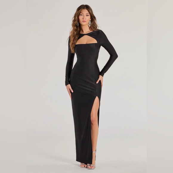 Windsor Dresses & Skirts - Veda Chic Cutout Long Sleeve Column Formal Dress | Windsor XS NWT Black Bodycon